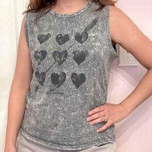 Bleach dyed tank with hearts 💙